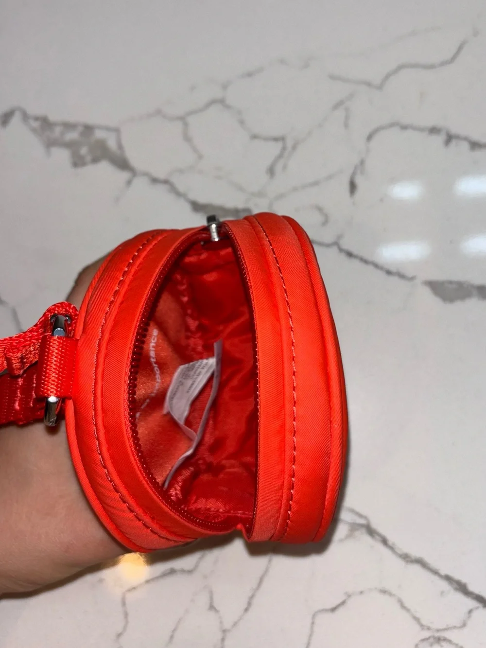 Lululemon Orange Round Zip Pouch with Loop